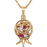 مدل آویز طلا شکل انار با نگین یاقوت سرخ و الماس تراش برلیان مدل npdf13218 