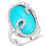 انگشتر فیروزه زنانه طلا سفید با نگین جواهر الماس تراش برلیان مدل: rgf1708