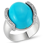 مدل انگشتر فیروزه زنانه شیک با نگین برلیان و طلای سفید مدل: rgf1713