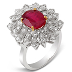 انگشتر یاقوت سرخ زنانه با نگین برلیان و طلای سفید مدل: rgf1714