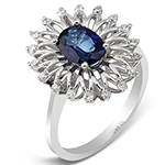 انگشتر یاقوت کبود زنانه با نگین برلیان و طلای سفید مدل: rgf1715