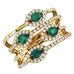 مدل انگشتر جدید زمرد جواهر  و الماس تراش برلیان با طلای زرد مدل: rgf1739