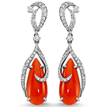 گوشواره عقیق طلا زنانه با نگین الماس تراش برلیان و طلا سفید مدل : edf1593