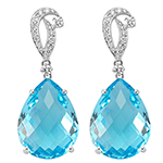 گوشواره سنگ توپاز طلا با نگین الماس تراش برلیان پشت میخی مدل : edf1594