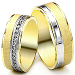 حلقه ازدواج ست خاص طلای زرد و سفید با نگین برلیان مدل: srd1642