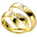 حلقه ست با حکاکی اسم طلای زرد و سفید با نگین برلیان مدل: srd1643