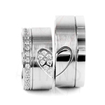 حلقه ست ازدواج طلا سفید نگین برلیان طرح پازل قلب مدل:srd1645