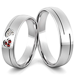 حلقه ست ازدواج طلا سفید برلیان و یاقوت دو قلب مدل:srd1647