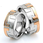 حلقه ست ازدواج طلای رزگلد و سفید با نگین الماس تراش برلیان طرح ورساچه مدل: srd1648