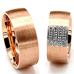 حلقه ست ازدواج طلای رزگلد و جواهر با نگین الماس تراش برلیان مدل: srd16500