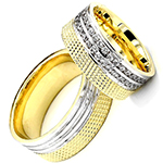 حلقه ست ازدواج طلای زرد با نگین الماس تراش برلیان مدل: srd16502