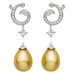 گوشواره مروارید طلا جواهر دخترانه نگین برلیان مدل : edf1599