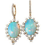 گوشواره طلا با سنگ اوپال و جواهر برلیان زنانه مدل:edf1607