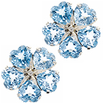  گوشواره طلا طرح قلب و گل جواهر توپاز و برلیان مدل:edf1613