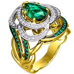 انگشتر زمرد زنانه طلا جدید با سنگ جواهر برلیان مدل:rgf1770