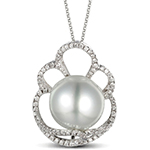 پلاک مروارید زنانه طلای سفید و جواهر برلیان مدل:npdf13284