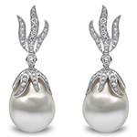 گوشواره مروارید باروک طلا سفید میخی جواهر برلیان مدل:edf1624