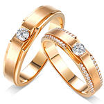 حلقه ست ازدواج طلا زرد و جواهر با نگین برلیان مدل: srd1653