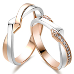 حلقه ست ازدواج طلا سفید رزگلد الماس تراش برلیان مدل:srd1655