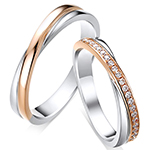 حلقه ست ازدواج طلا سفید رزگلد عروسی نگین برلیان مدل:srd1658