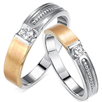 حلقه ست ازدواج طلا زرد و سفید عروسی نگین برلیان مدل:srd1659