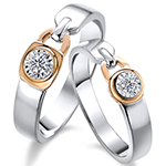 حلقه ست طلا ازدواج خاص سفید و زرد نگین برلیان مدل:srd1662