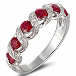 انگشتر طلا سفید زنانه رینگی یاقوت قرمز و برلیان مدل:rgf1783 