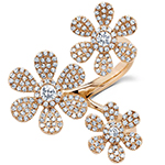 انگشتر الماس تراش برلیان طلا 18 عیار دخترانه گل مدل:wrdf2159