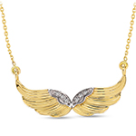 گردنبند بال فرشته طلا زرد و جواهر الماس برلیان مدل: nec2013