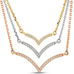 گردنبند سه رج طلا و جواهر الماس تراش برلیان زنانه مدل nec2014