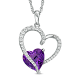 آویز و پلاک گردنبند قلب طلای 18 عیار زنانه آمیتیست و برلیان مدل:npdf13295