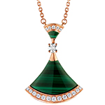 گردنبند آویز طلای 18 عیار زنانه جواهر مالاکیت و برلیان مدل:npdf13296