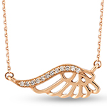 گردنبند جواهر الماس برلیان طلا طرح بال فرشته مدل: nec2023