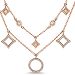 گردنبند طلای دو زنجیره الماس برلیان اشکال هندسی مدل: nec2031