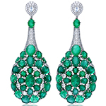 خرید گوشواره طلا زنانه جدید پشت میخی زمرد برلیان مدلedf1640