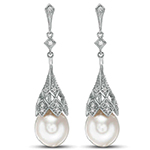 خرید گوشواره طلا زنانه جدید میخی مروارید و برلیان مدلedf1641