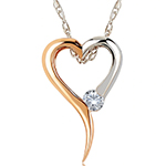 پلاک قلب طلا و جواهر زنانه نگین الماس برلیان مدل pdb2333