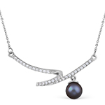 گردنبند طلا زنانه و مروارید با نگین جواهر برلیان: مدل ndf147