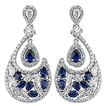 گوشواره طلا جدید زنانه جواهر یاقوت کبود و برلیان مدلedf1647 