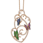 پلاک پروانه طلا زنانه جواهر زمرد، یاقوت و برلیان مدل:npdf13322 