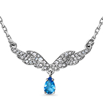 گردنبند طلا زنانه طرح بال فرشته جواهر توپاز و برلیان مدل: ndf154