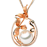 پلاک گل طلا زنانه و دخترانه مروارید و جواهر برلیان مدل npdf13333