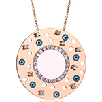 گردنبند طلا زنانه مینا کاری طرح چشم نظر نگین جواهر برلیان مدل: ndf156