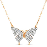 گردنبند طلا طرح پروانه جواهر نگین الماس تراش برلیان مدل: nec2034