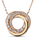 گردنبند الماس زنانه طلا نگین الماس تراش برلیان و باگت مدل: nec2035