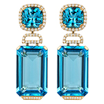 گوشواره طلا جدید دخترانه توپاز و الماس تراش برلیان مدل edf1655