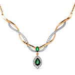 گردنبند طلا زنانه 18 عیار جواهر نگین زمرد و برلیان مدل ndf158