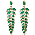 گوشواره برگ طلا زنانه و جواهر زمرد و الماس تراش برلیان مدل: edf1654