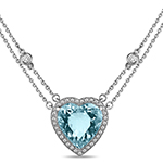  گردنبند قلب طلا زنانه توپاز و الماس تراش برلیان مدل ndf167 