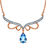 خرید گردنبند طلا زنانه جواهر نگین توپاز و برلیان طرح بال پروانه مدل: ndf175